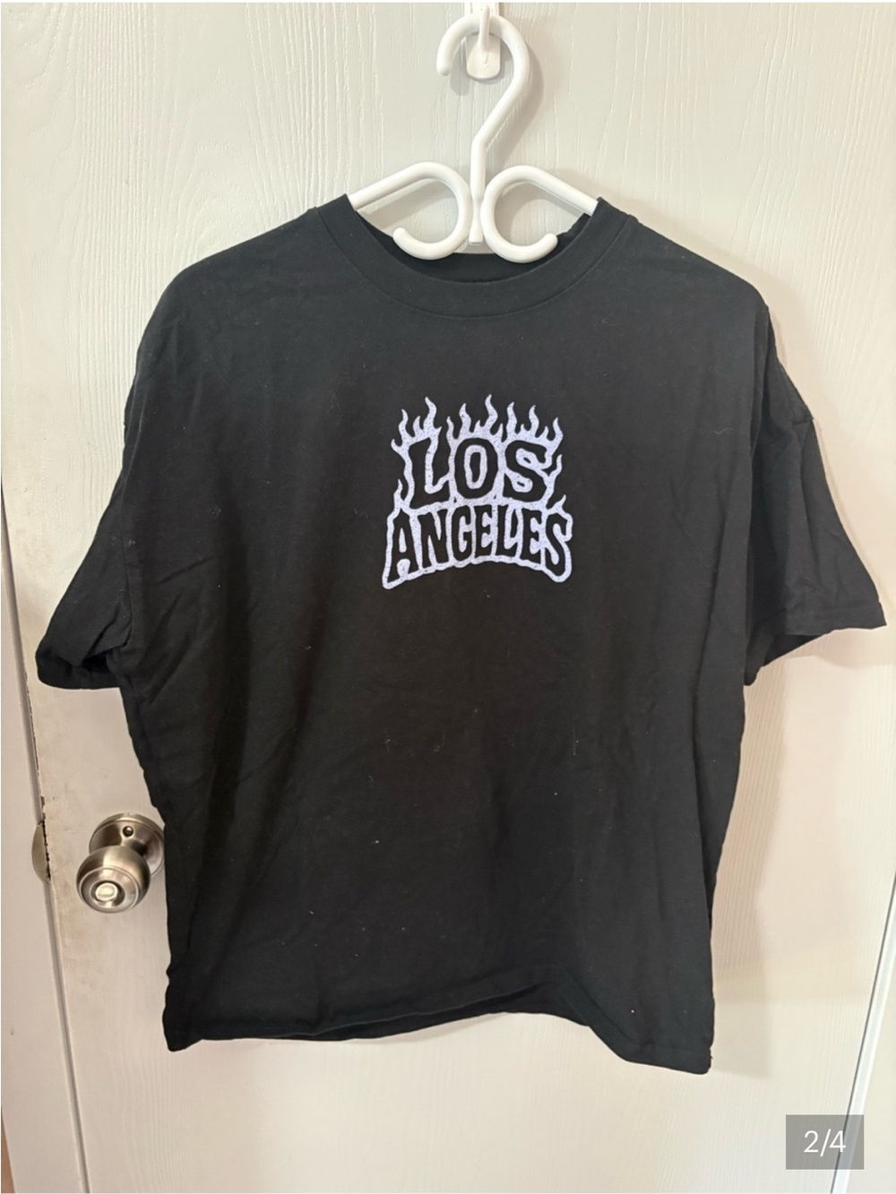 3 for $14 Fashion Nova Black Tee with White Flame 'Los Angeles' size small